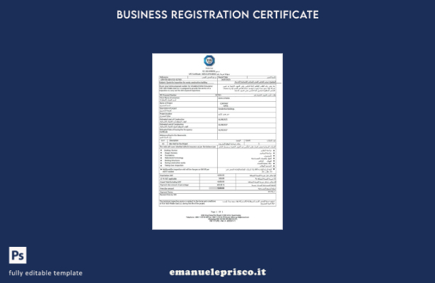 certificato IVA Arabia Saudita stile verificato Modello Word e PDF